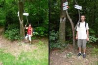 W tym miejscu spotykają się dwa szlaki: czerwony prowadzi do Kuźniaków a czarny do Oblęgorka