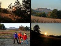 Słónko zachodzi a w tle widzimy Górę Zborów