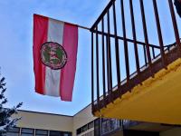 Flaga PTTK- osiedlowy klub "Kaesemek"- meta naszego półmaratonu