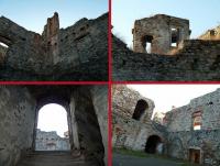 Podzamcze Piekoszowskie- ruiny pałacu Tarłów z poł. XVII w.