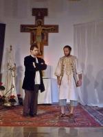 Rozmowa z surowym ojcem, bogatym kupcem Piotrem Bernardone 