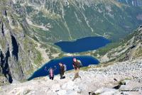 Na tle Czarnego Stawu i Morskiego Oka